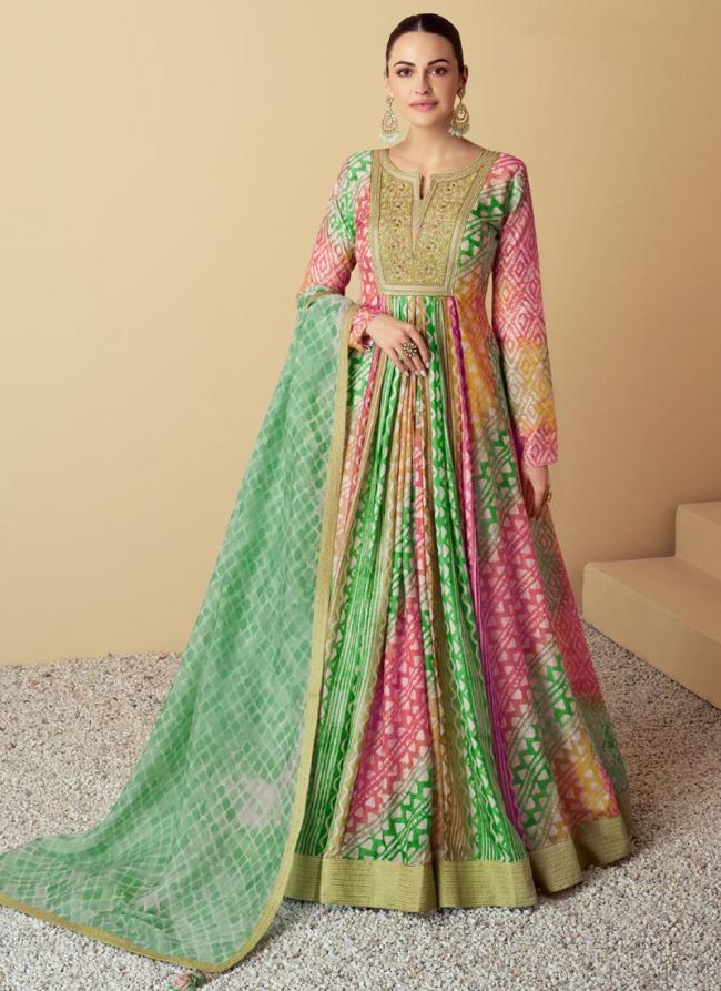 Muslin Multi Color Party Wear Printed Readymade Anarkali Suit